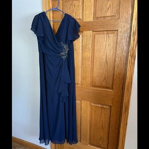 marina - blue formal dress with side embellishment - size 18
